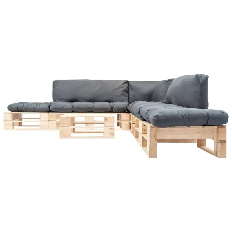 Pallet bankenset van geïmpregneerd grenenhout met afneembare zitkussens - Tuinsets