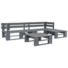 Pallet loungeset van geïmpregneerd grenenhout voor buitenplezier - Grijs - Tuinsets