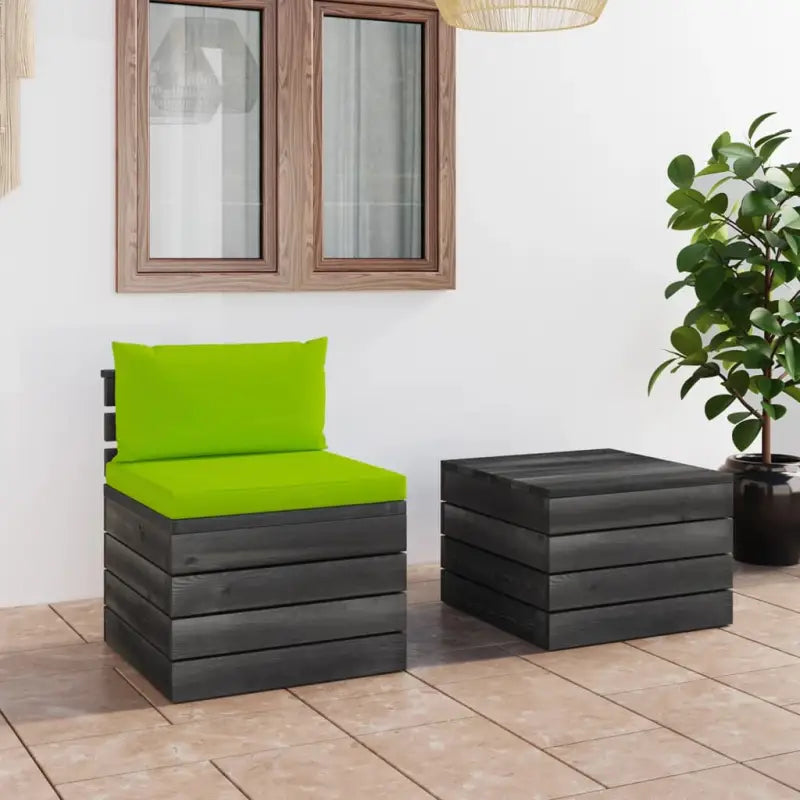 Pallet tuinset van massief grenenhout met kussens voor ontspanning - Heldergroen - Tuinsets