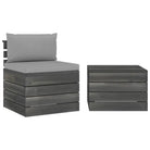 Pallet tuinset van massief grenenhout met kussens voor ontspanning - Grijs - Tuinsets
