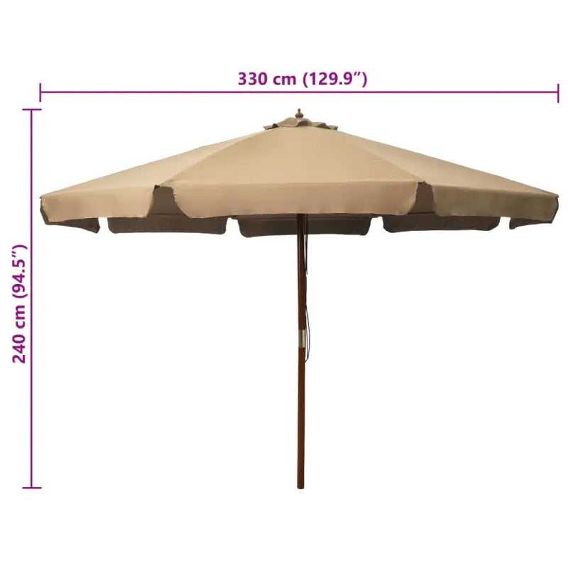 Parasol met houten paal voor schaduw en buiten genieten - Parasols en zonneschermen