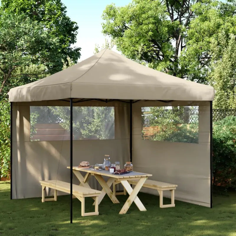 Partytent met roestvrij stalen frame voor buiten en tuinactiviteiten - Taupe / 1 / met 2 zijwanden - Partytenten &