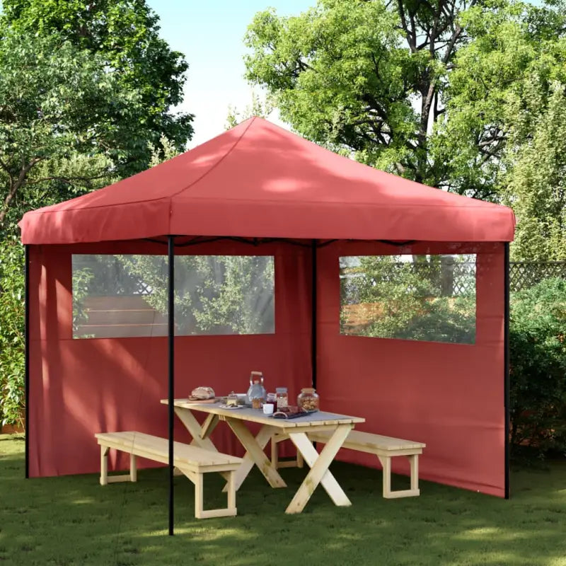 Partytent met roestvrij stalen frame voor buiten en tuinactiviteiten - Bordeauxrood / 1 / met 2 zijwanden - Partytenten