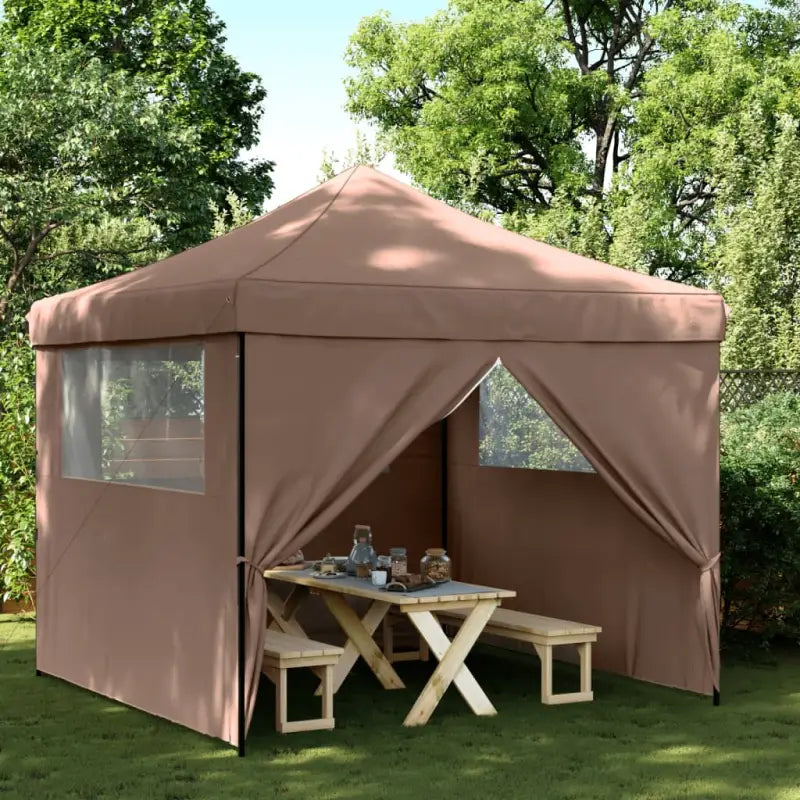 Partytent met roestvrij stalen frame voor buiten en tuinactiviteiten - Bruin / 1 / met 4 zijwanden - Partytenten &