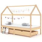 Peuter- en kinderbed met lade van massief grenenhout in boomhutstijl - Bruin / 90 x 200 cm / 2 lades - Peuter- &