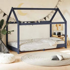 Peuter- en kinderbed met massief grenenhout en boomhut-stijl - Grijs / 70 x 140 cm - Peuter- & kinderbedden