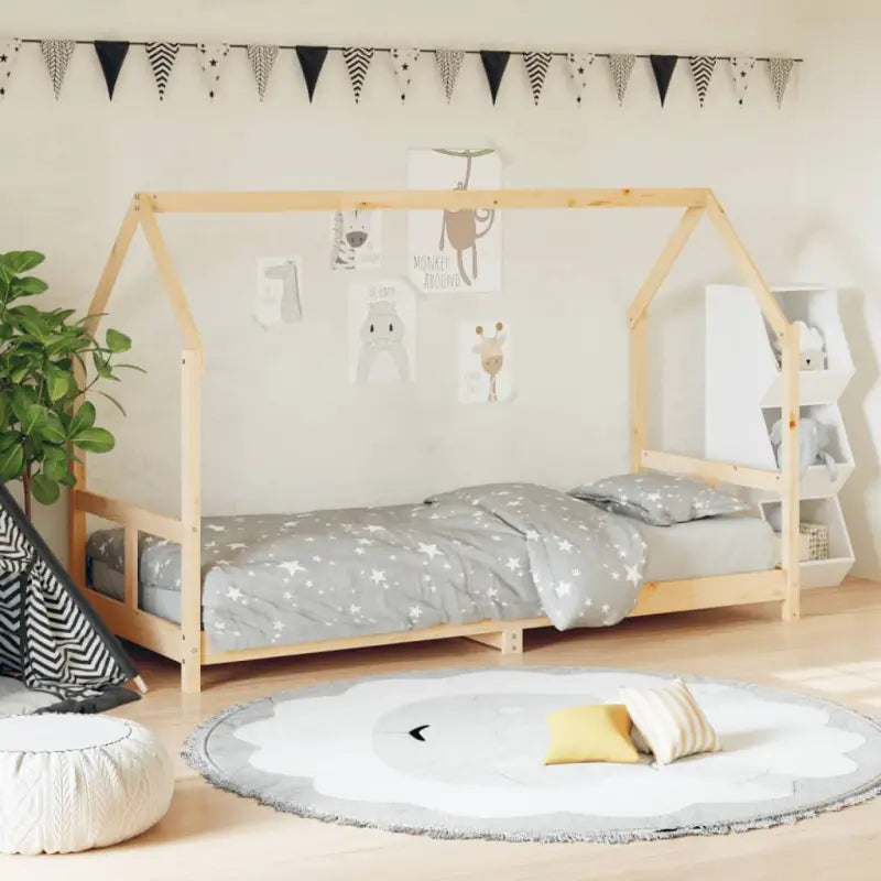Peuter en kinderbed met massief grenenhout voor een gezellige slaapkamer - Naturel / 80 x 200 cm - Peuter- &