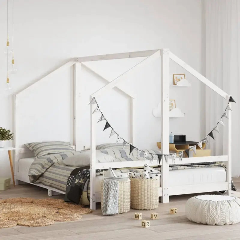 Peuter en kinderbed met massief grenenhout voor een gezellige slaapkamer - Wit / 2 x (80 x 200) cm - Peuter- &