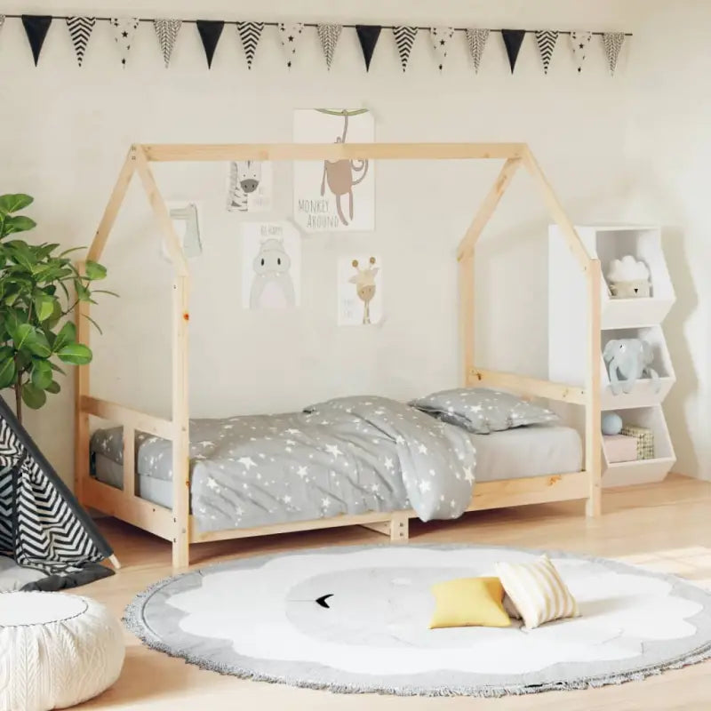 Peuter en kinderbed met massief grenenhout voor een gezellige slaapkamer - Naturel / 80 x 160 cm - Peuter- &
