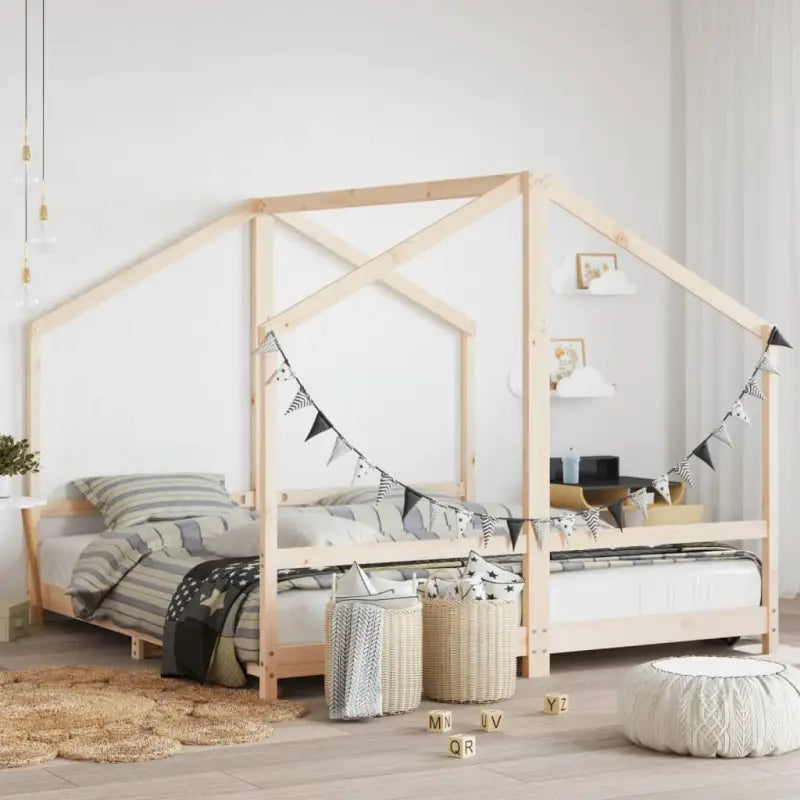 Peuter en kinderbed met massief grenenhout voor een gezellige slaapkamer - Naturel / 2 x (90 x 190) cm - Peuter- &