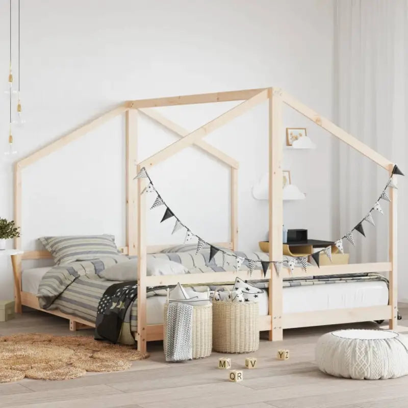 Peuter en kinderbed met massief grenenhout voor een gezellige slaapkamer - Naturel / 2 x (90 x 200) cm - Peuter- &