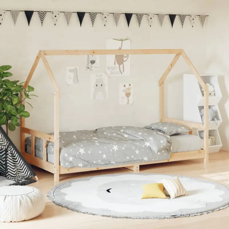 Peuter en kinderbed met massief grenenhout voor een gezellige slaapkamer - Naturel / 90 x 200 cm - Peuter- &