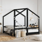 Peuter en kinderbed met massief grenenhout voor een gezellige slaapkamer - Zwart / 2 x (80 x 160) cm - Peuter- &
