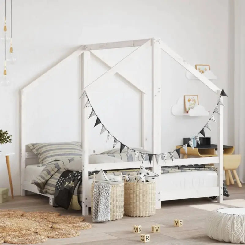 Peuter en kinderbed met massief grenenhout voor een gezellige slaapkamer - Wit / 2 x (70 x 140) cm - Peuter- &