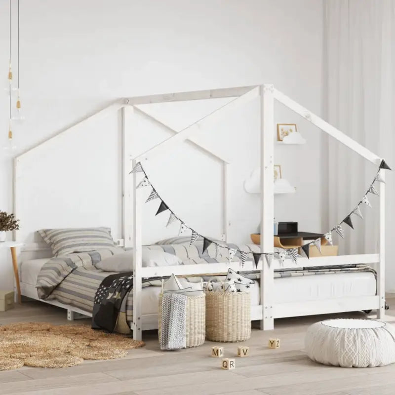 Peuter en kinderbed met massief grenenhout voor een gezellige slaapkamer - Wit / 2 x (90 x 200) cm - Peuter- &