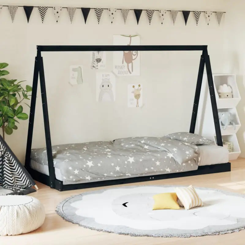 Peuter- En Kinderbed Met Massief Grenenhout Voor Een Knus Thema - Zwart / 90 x 200 cm - Peuter- & kinderbedden