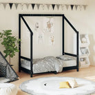 Peuter en Kinderbed met massief grenenhout voor een natuurlijke slaapkamer - Zwart / 70 x 140 cm - Peuter- &