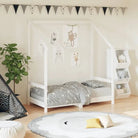 Peuter en Kinderbed met massief grenenhout voor een natuurlijke slaapkamer - Wit / 70 x 140 cm - Peuter- & kinderbedden