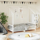 Peuter en Kinderbed met massief grenenhout voor een natuurlijke slaapkamer - Wit / 80 x 160 cm - Peuter- & kinderbedden