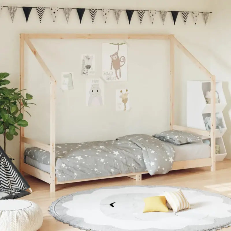 Peuter en Kinderbed met massief grenenhout voor een natuurlijke slaapkamer - Naturel / 80 x 200 cm - Peuter- &