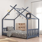 Peuter- en kinderbedden met massief grenenhout voor kinderen jonger - Grijs / 90 x 200 cm - Peuter- & kinderbedden