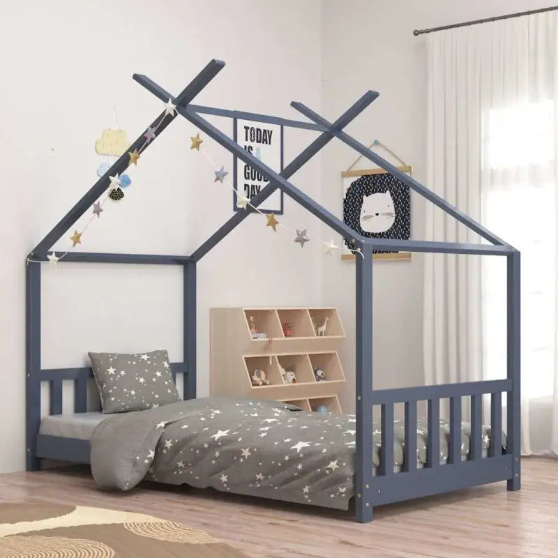 Peuter- en kinderbedden met massief grenenhout voor kinderen jonger - Grijs / 80 x 160 cm - Peuter- & kinderbedden