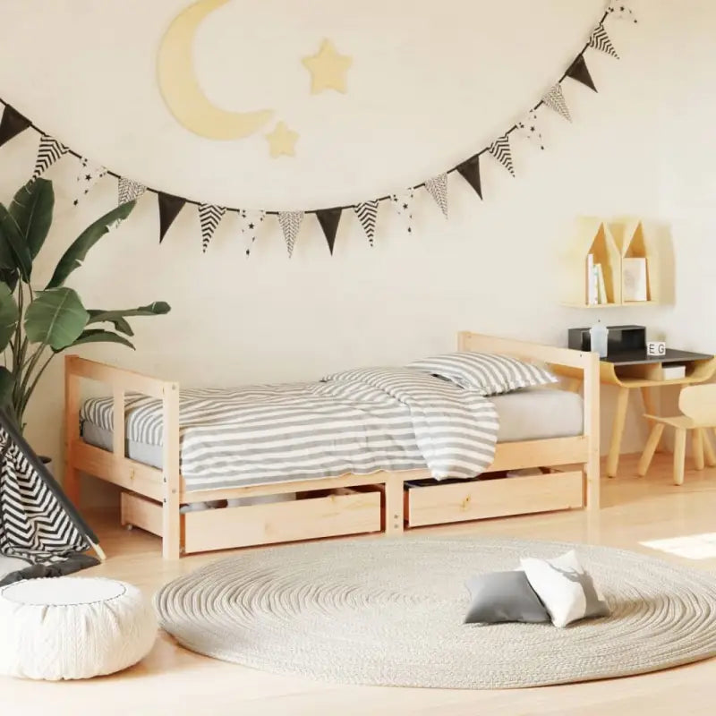 Peuter- en kinderbedden van massief grenenhout met tijdloos design - Naturel / 80 x 160 cm - Peuter- & kinderbedden