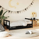 Peuter- en kinderbedden van massief grenenhout met tijdloos design - Zwart / 80 x 160 cm - Peuter- & kinderbedden