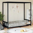 Peuterbed met massief grenenhout voor een natuurlijke slaapkamer - Zwart / 90 x 190 cm - Peuter- & kinderbedden