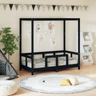 Peuterbed met massief grenenhout voor een natuurlijke slaapkamer - Zwart / 70 x 140 cm - Peuter- & kinderbedden