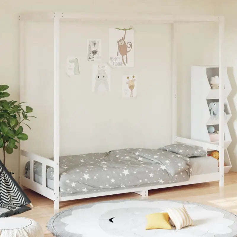 Peuterbed met massief grenenhout voor een natuurlijke slaapkamer - Wit / 90 x 200 cm - Peuter- & kinderbedden