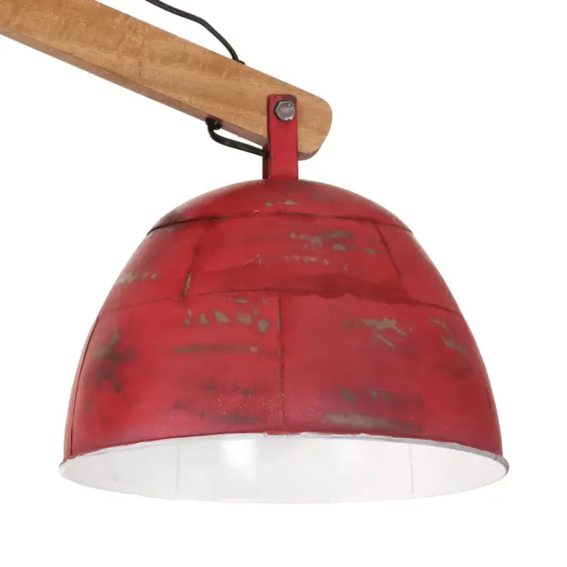 Plafondlamp in industriële stijl met massief mangohout en verweerd rood - Lampen
