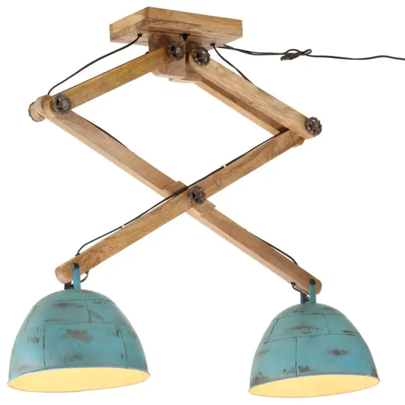 Plafondlamp in industriële stijl met massief mangohout en verweerd rood - Blauw / 1 - Lampen