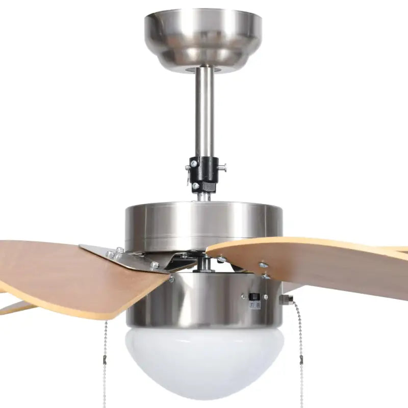 Plafondventilator van chroom en MDF voor koeling en verlichting - Plafondventilators