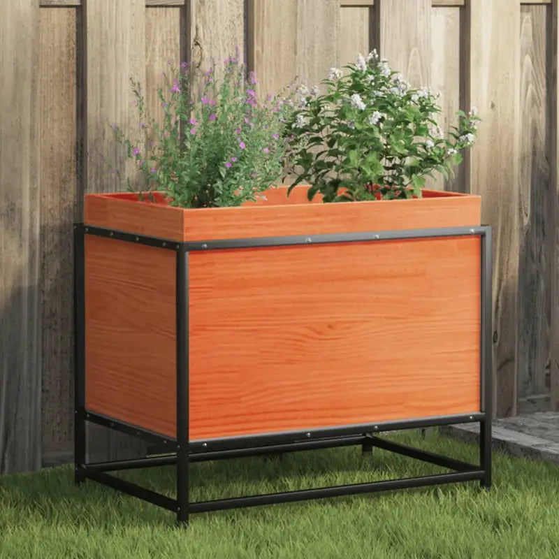 Plantenbak biedt duurzaamheid met massief grenenhout voor tuin of balkon - wasbruin grenenkleurig / 60 x 40 x 50 cm / 1
