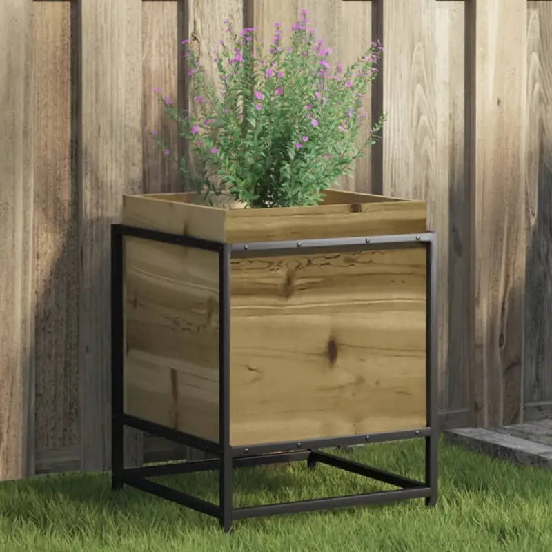 Plantenbak biedt duurzaamheid met massief grenenhout voor tuin of balkon - geïmpregneerd grenenhout / 40 x 40 x 50 cm