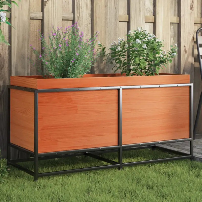 Plantenbak biedt duurzaamheid met massief grenenhout voor tuin of balkon - wasbruin grenenkleurig / 100 x 40 x 50 cm