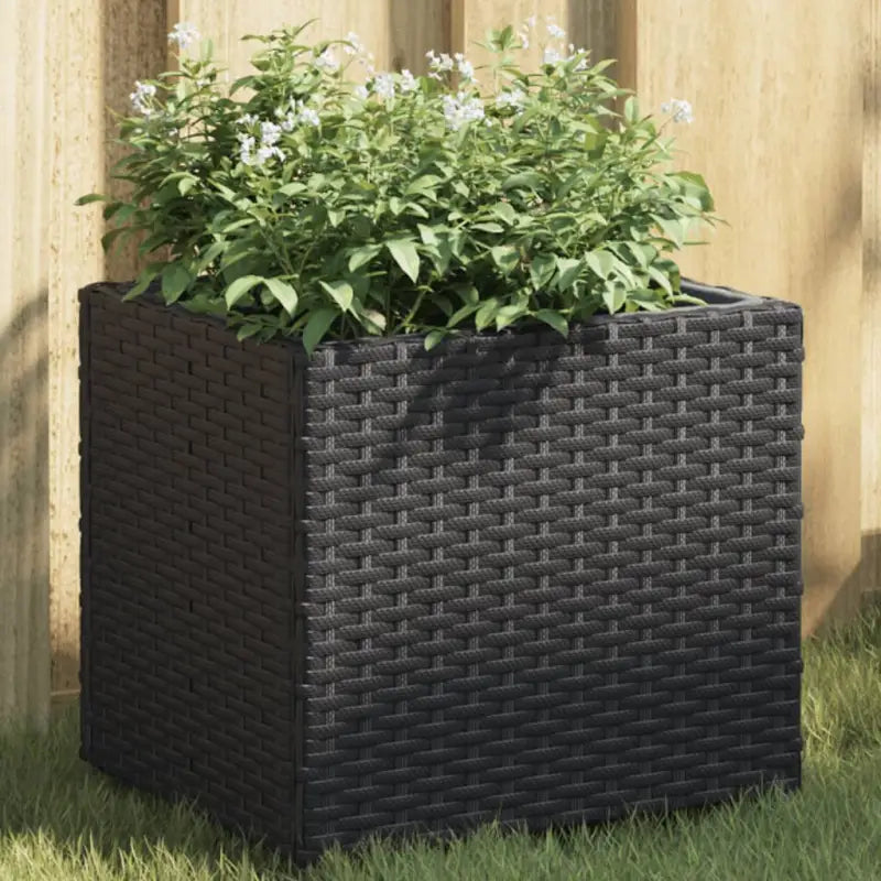 Plantenbak in poly rattan met nonwoven zak voor buitengebruik - Zwart / 36 x 30 x 32 cm / 1 - Bloempotten &