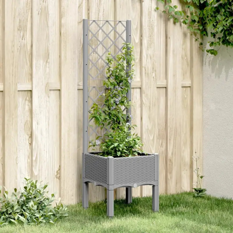 Plantenbak met latwerk voor klimplanten in tuin of op terras - Lichtgrijs / 40 x 40 x 142 cm / 1 - Bloempotten &