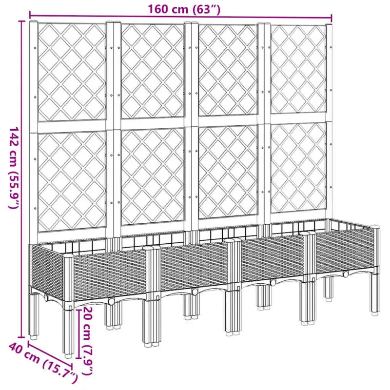 Plantenbak met latwerk voor klimplanten in tuin of op terras - Bloempotten & plantenbakken