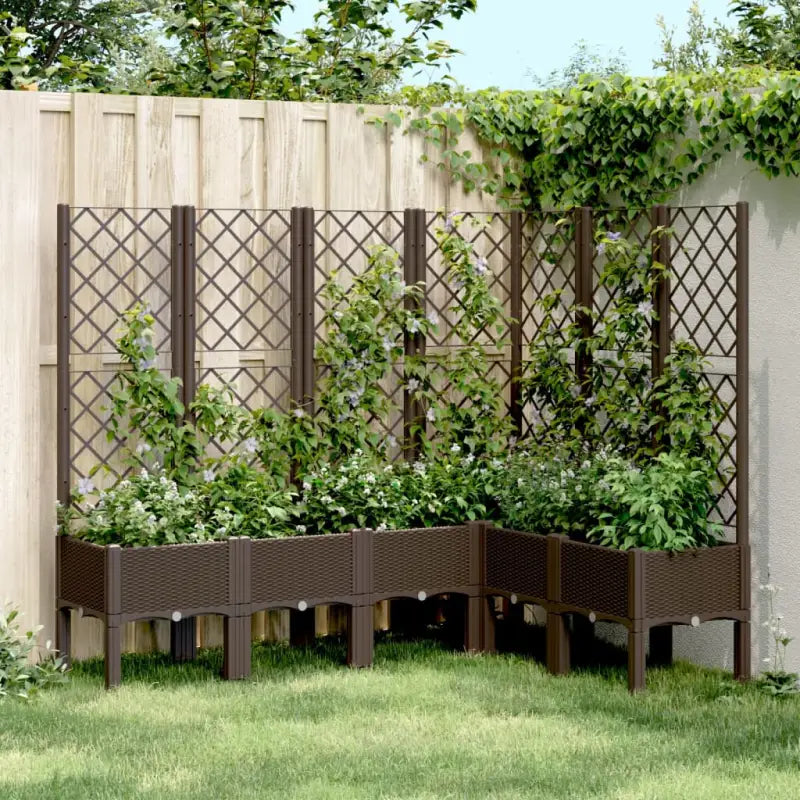 Plantenbak met latwerk voor klimplanten in tuin of op terras - Bruin / 160 x 120 x 142 cm / 1 - Bloempotten &
