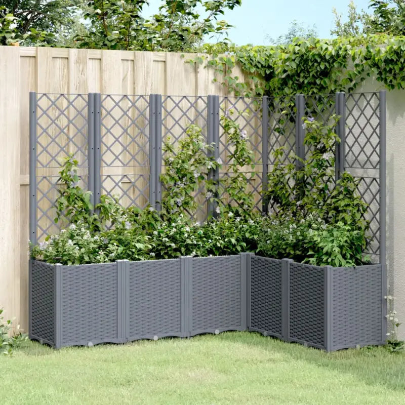 Plantenbak met latwerk voor klimplanten in tuin of terras - Blauwgrijs / 160 x 120 x 140 cm / 1 - Bloempotten &
