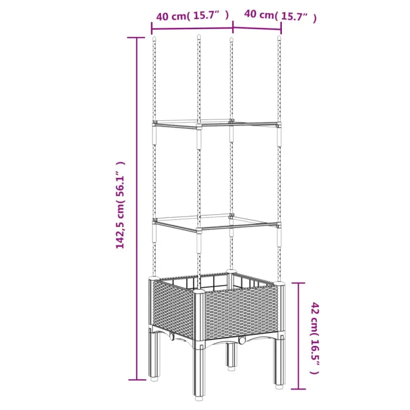Plantenbak met latwerk voor klimplanten in tuin of terras - Bloempotten & plantenbakken