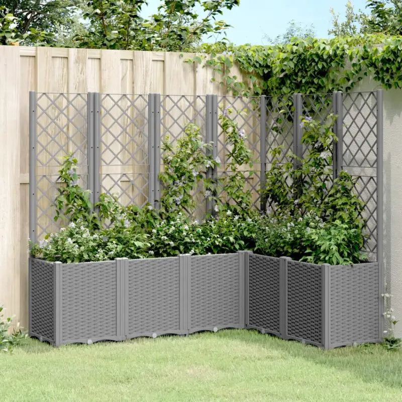 Plantenbak met latwerk voor klimplanten in tuin of terras - Lichtgrijs / 160 x 120 x 140 cm / 1 - Bloempotten &
