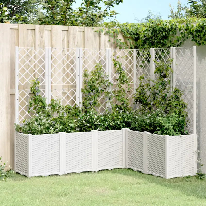 Plantenbak met latwerk voor klimplanten in tuin of terras - Wit / 160 x 120 x 140 cm / 1 - Bloempotten & plantenbakken