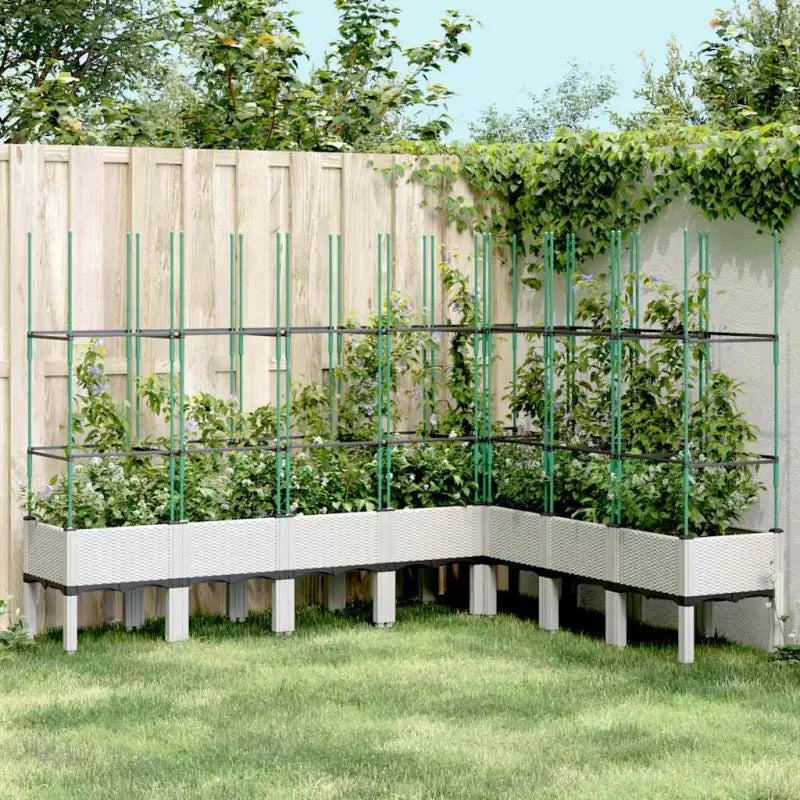 Plantenbak met latwerk voor klimplanten in tuin of terras - Wit / 200 x 160 x 142.5 cm / 1 - Bloempotten & plantenbakken