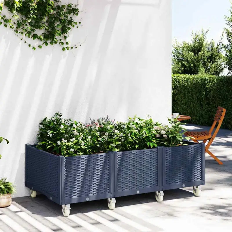 Plantenbak met wielen voor tuin en terras - Blauwgrijs / 150 x 80 x 54 cm / 1 - Bloempotten & plantenbakken