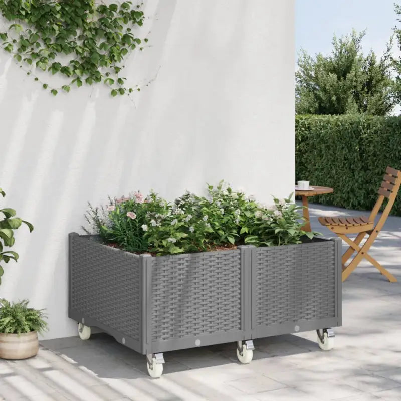 Plantenbak met wielen voor tuin en terras - Lichtgrijs / 100 x 80 x 54 cm / 1 - Bloempotten & plantenbakken