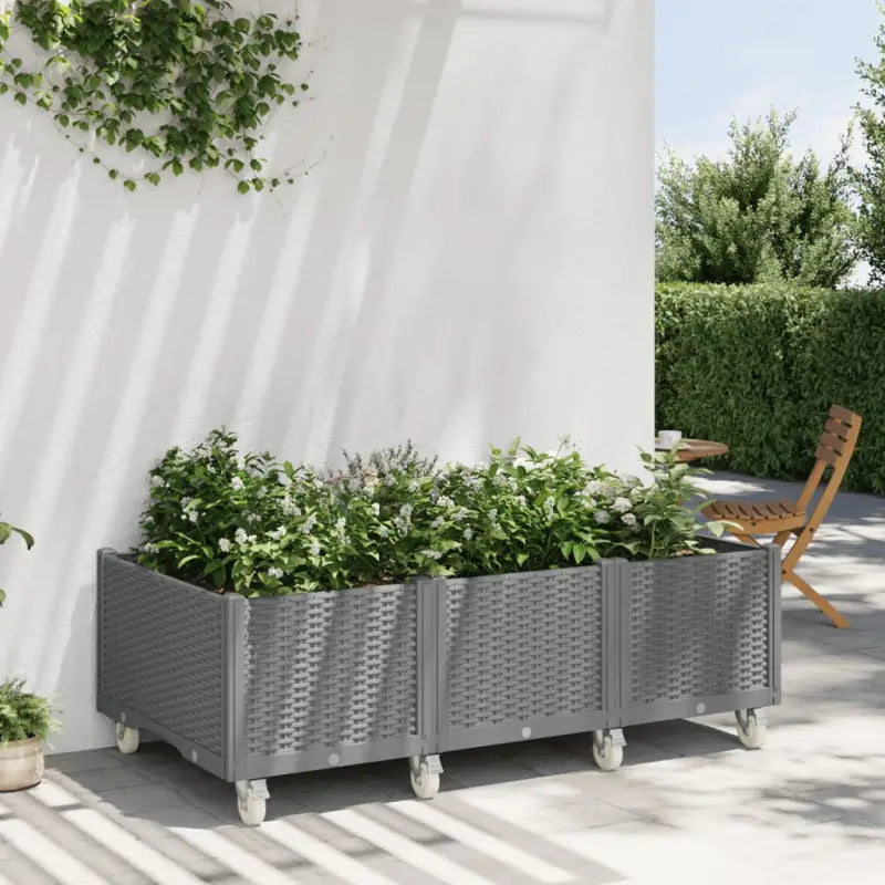 Plantenbak met wielen voor tuin en terras - Lichtgrijs / 150 x 80 x 54 cm / 1 - Bloempotten & plantenbakken