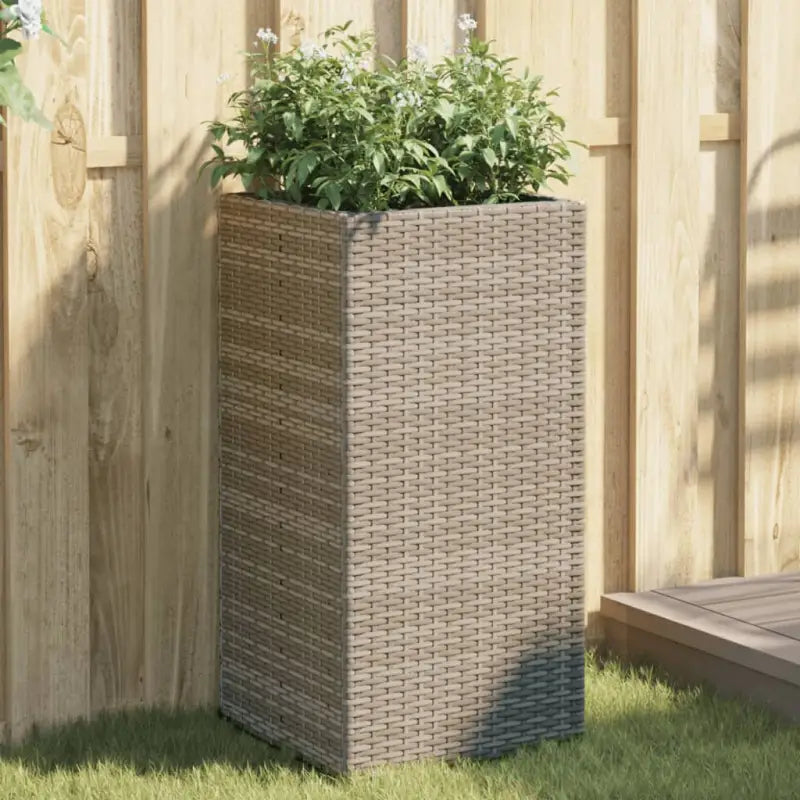 Plantenbakken van poly rattan met nonwoven zak voor buitengebruik - Grijs / 40 x 40 x 80 cm / 2 - Bloempotten &